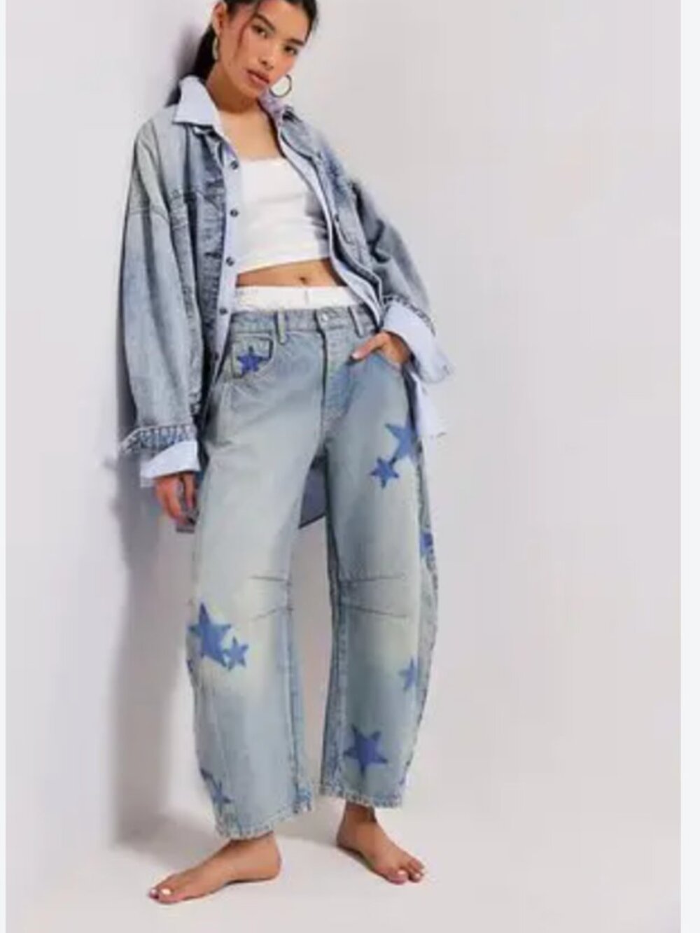 Free People We The Free Good Luck Shadow Star Patch Jeans Sz 24